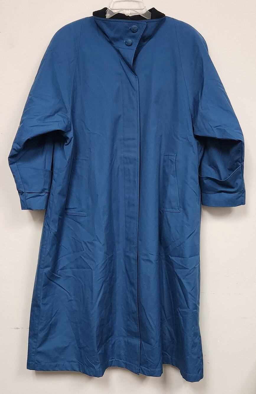Vintage Amanda Smith Petites Womens Teal Blue Trench Coat-Size 12